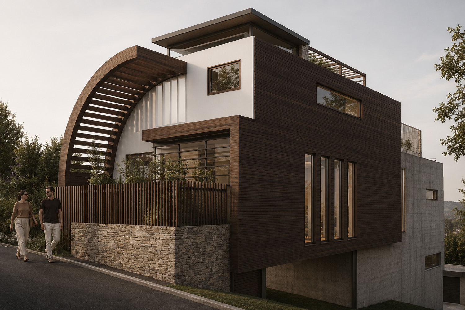 Yin Yang Sustainable House Design – Front View