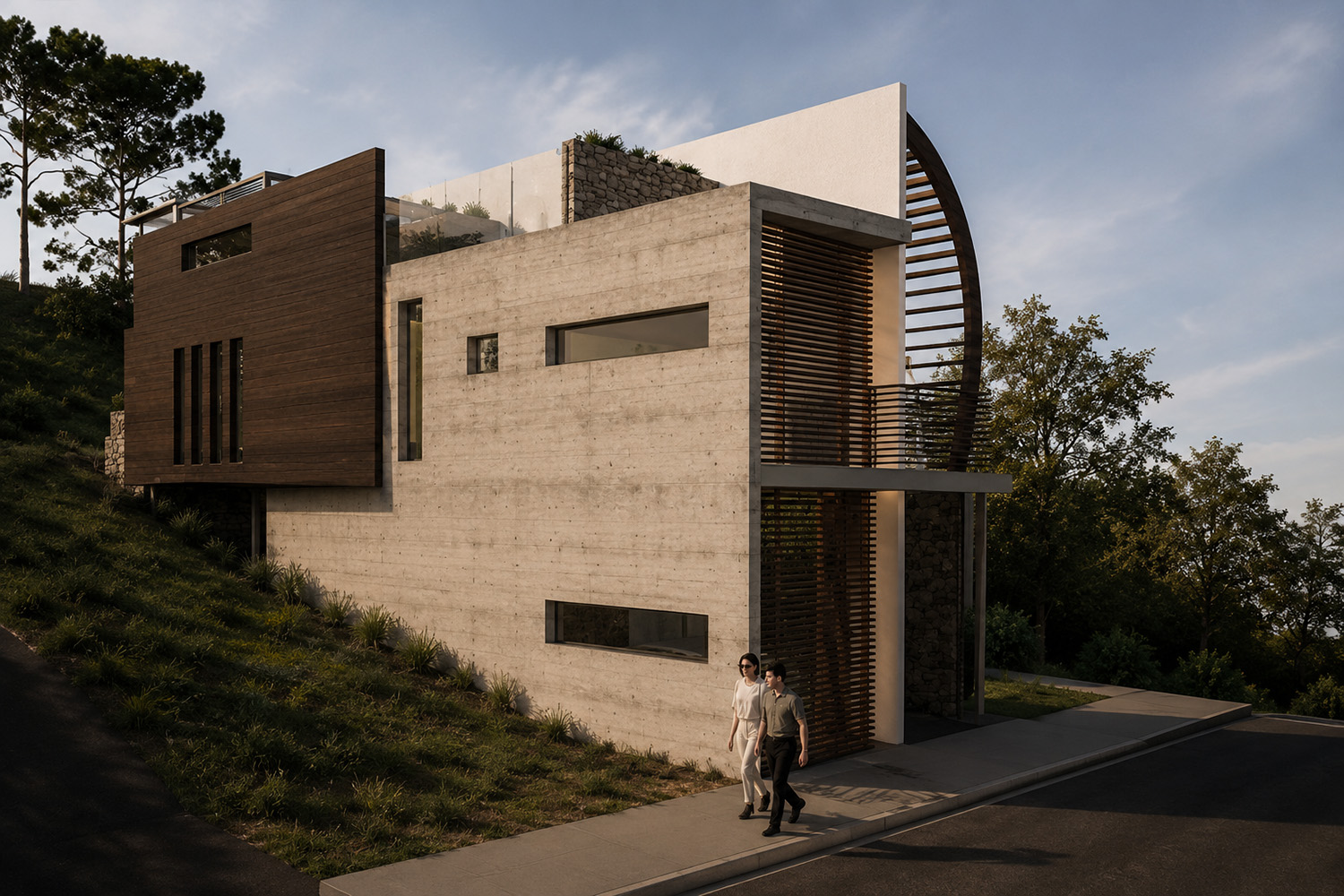 Yin Yang Sustainable House Design – Street View