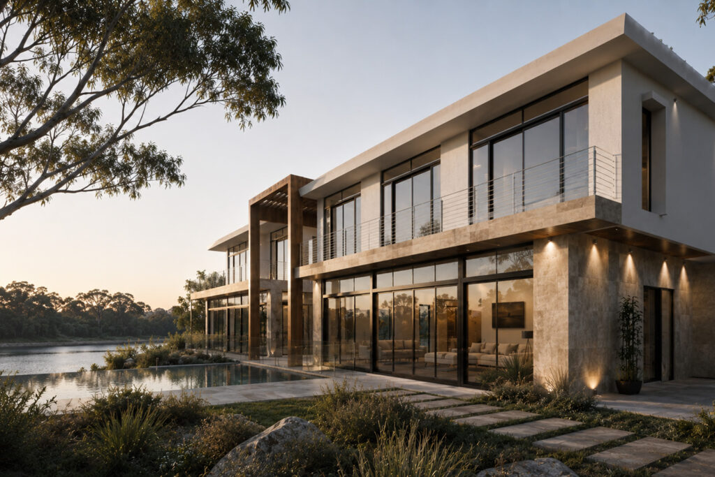 K&R House Seaforth – Luxury Waterfront Home External View with Pool
