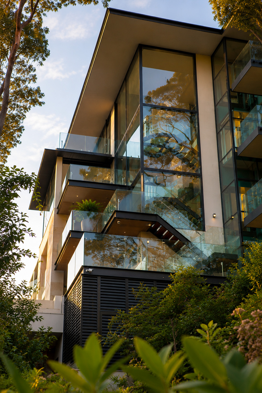 Contemporary waterfront home P&C House Seaforth – Low angle.