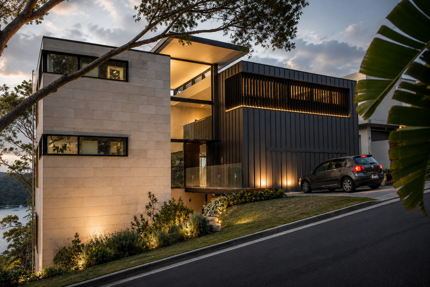 Contemporary waterfront home P&C House Seaforth – Street View.