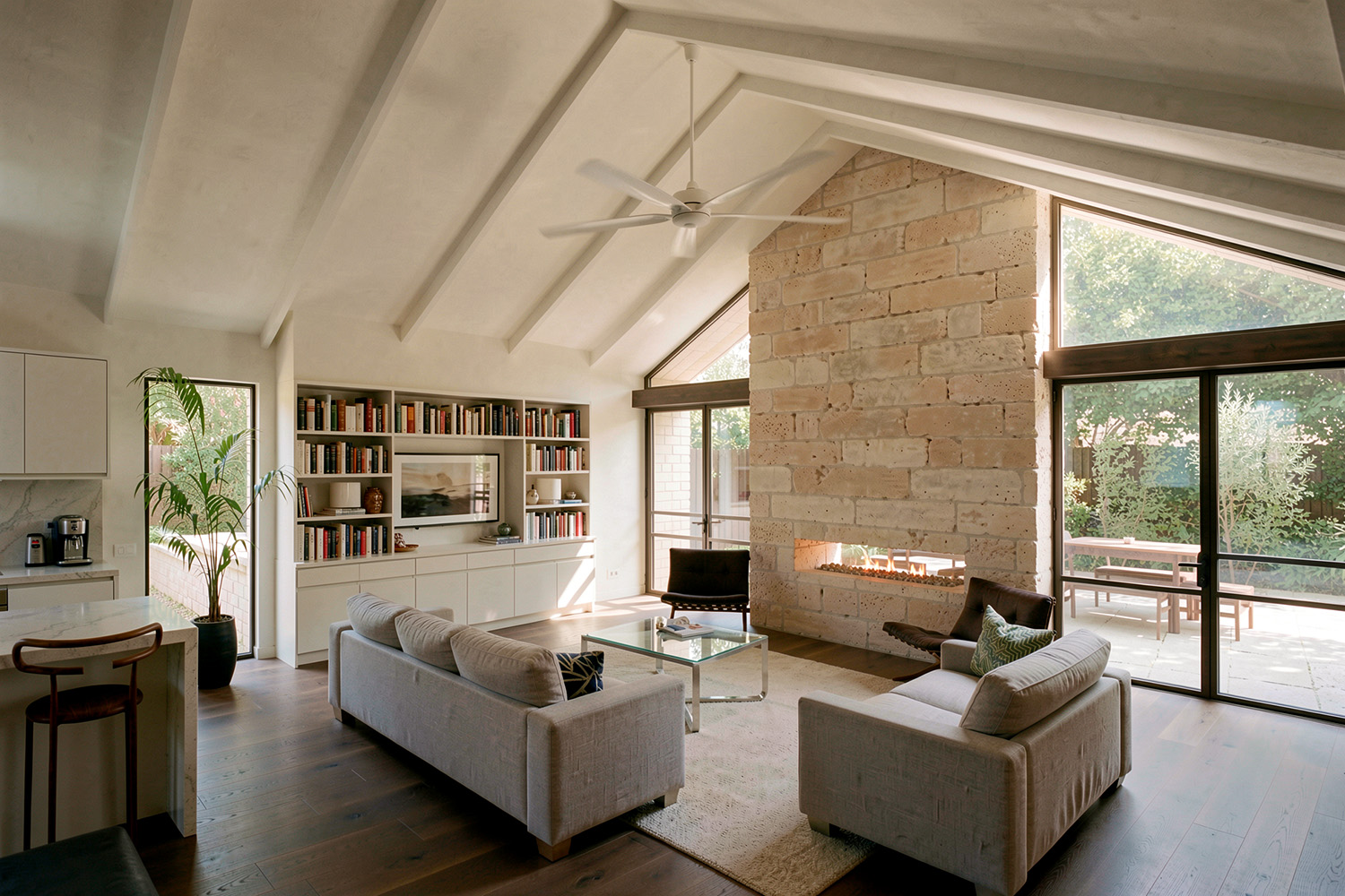 R&F House North Balgowlah Heritage – Living Area with Fireplace