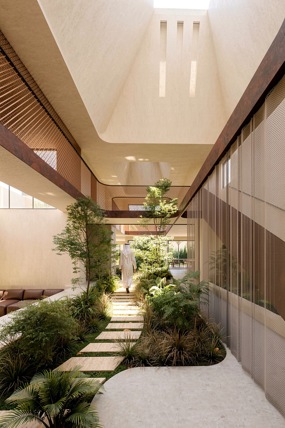 House of the Future Dubai World Design Award Winner – Internal Courtyard Garden with Mesh Veil
