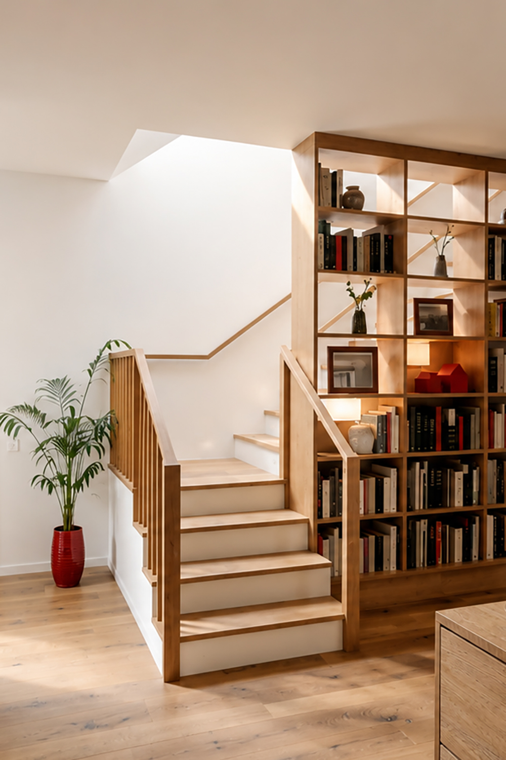 B&J House Collaroy – Stairs and Built-In Bookcase